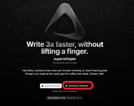 Superwhisperの公式サイト