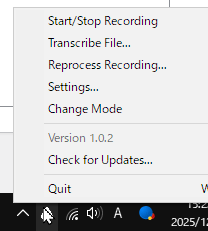 Superwhisperの設定を呼び出す